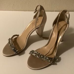 Jewel Badgley Mischka | Heels Rhinestone Satin Sz 6 1/2 Party Feminine Alia